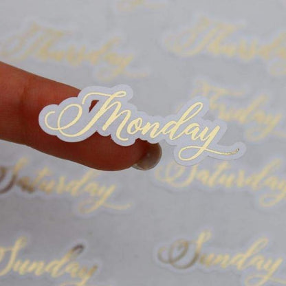 Days of the week planner stickers with gold foil -  XOXOKristen