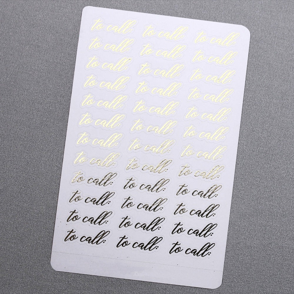Gold foiled planner sticker To call -  XOXOKristen
