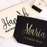 Jessica Makeup Pouch with Name and Wedding Role - XOXOKristen