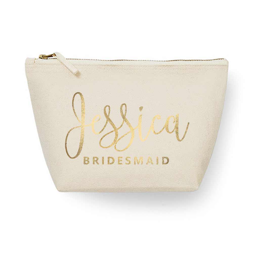 Jessica Makeup Pouch with Name and Wedding Role - XOXOKristen