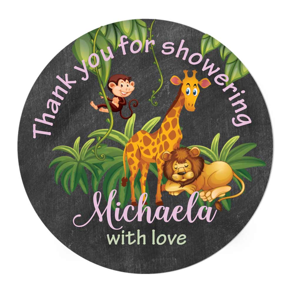 Jungle Party Thank you Baby Shower Stickers - XOXOKristen