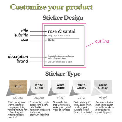 Kraft Candle Stickers with Elegant Frame - XOXOKristen