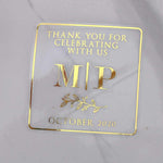 Leaf Ornament & Initials Clear Wedding Sticker - XOXOKristen