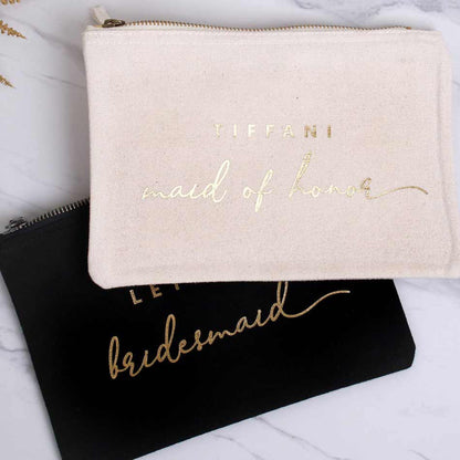 Leticia Makeup Bag with Custom Name and Wedding Role - XOXOKristen