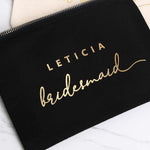 Leticia Makeup Bag with Custom Name and Wedding Role - XOXOKristen