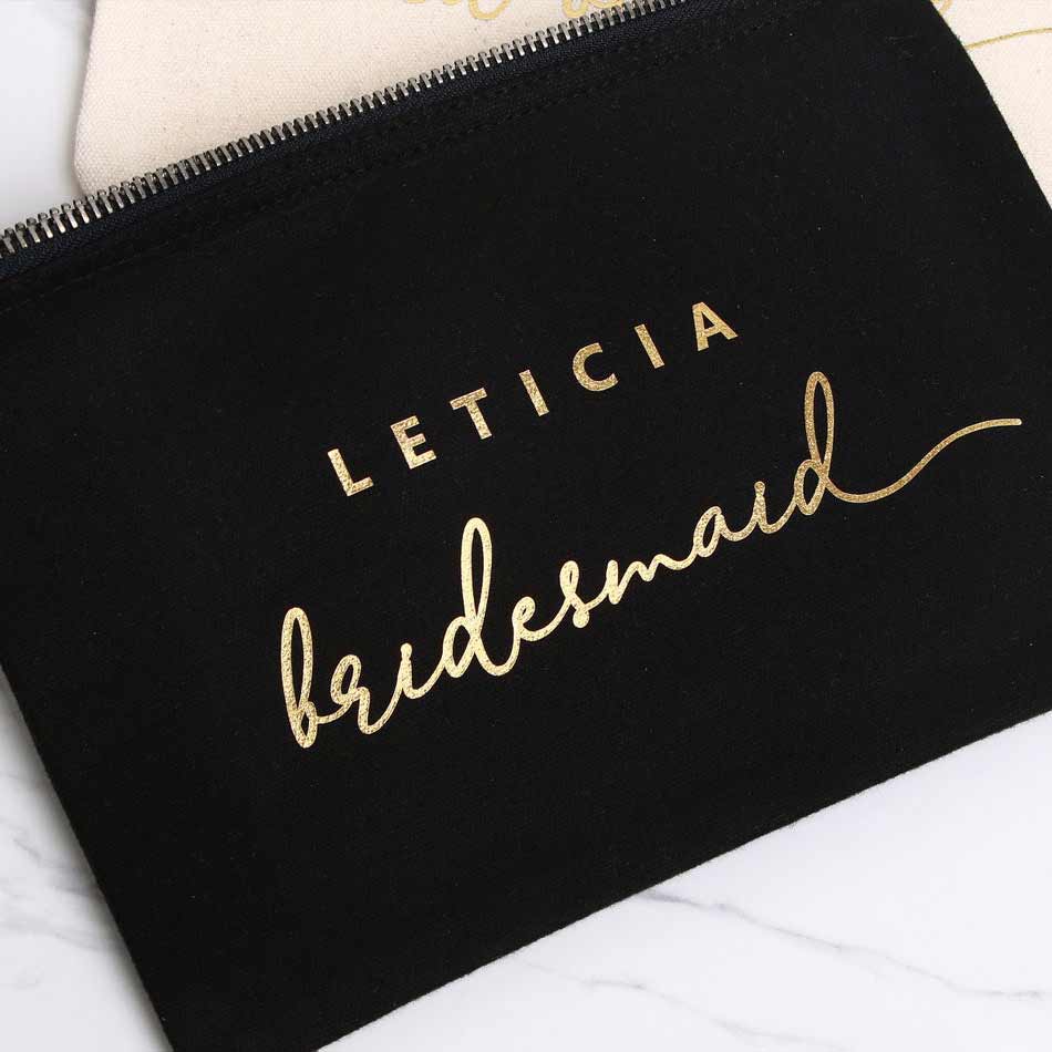 Leticia Makeup Bag with Custom Name and Wedding Role - XOXOKristen