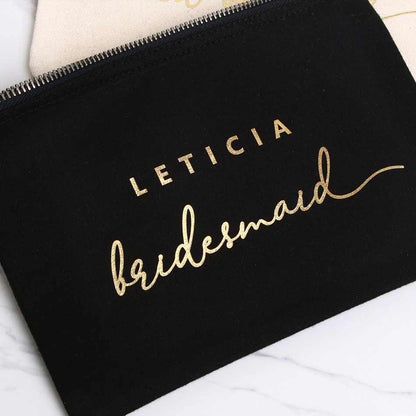 Leticia Makeup Bag with Custom Name and Wedding Role - XOXOKristen