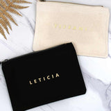 Leticia Makeup Bag with Custom Name and Wedding Role - XOXOKristen