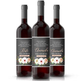 Light Grey & Pink Garden Flowers Proposal Wine Label - XOXOKristen