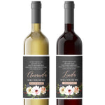 Light Grey & Pink Garden Flowers Proposal Wine Label - XOXOKristen