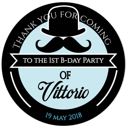 Little Man Favor Sticker First Birthday Thank you Sticker - XOXOKristen
