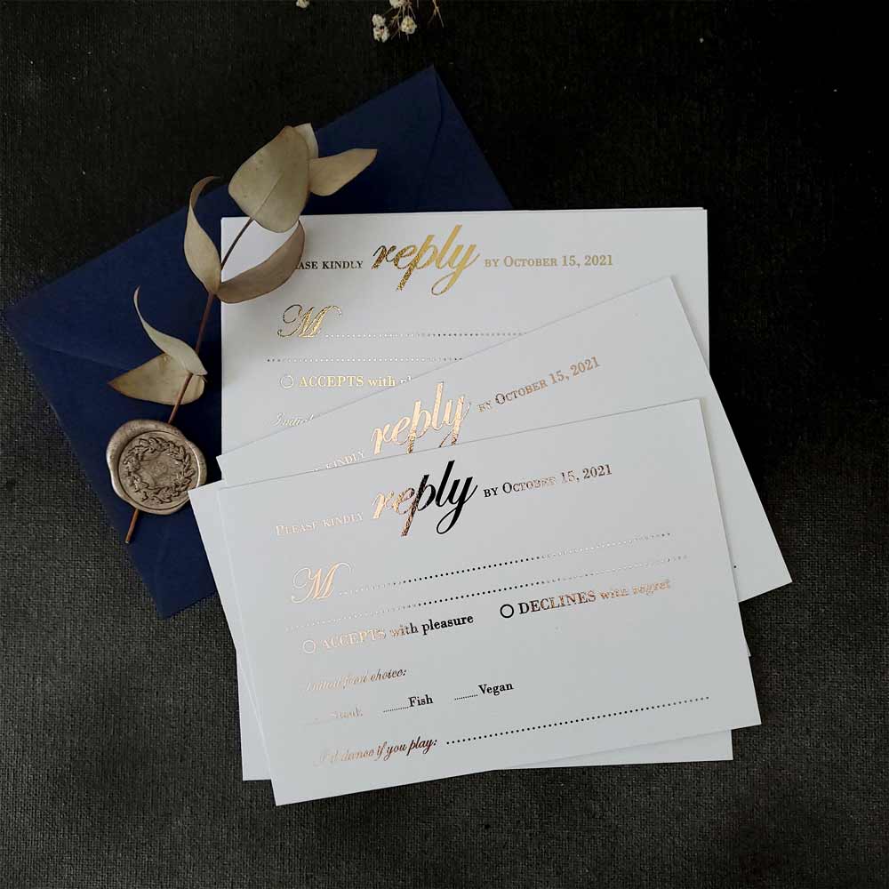Luxurious Foiled RSVP Cards - XOXOKristen