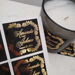 Luxurious Velvet Wedding Favor Stickers with Gold Foil - XOXOKristen