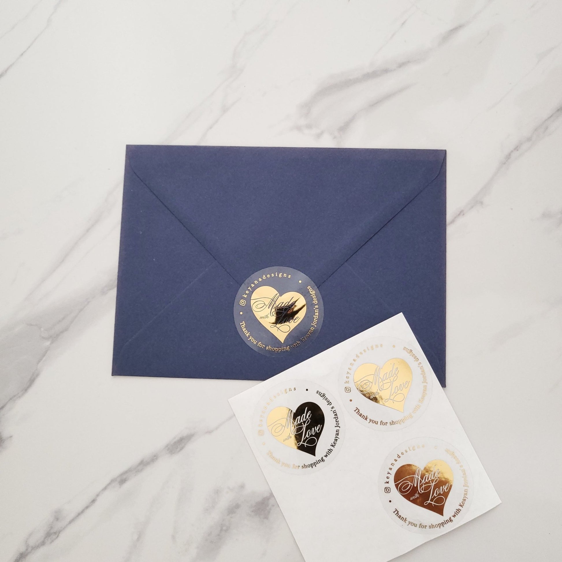 Made with Love Stickers with Gold Heart - XOXOKristen