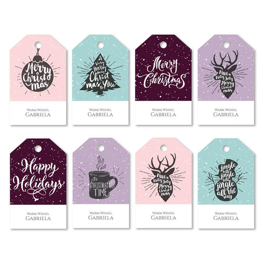 Merry & Bright Personalized Christmas Gift Tags - XOXOKristen