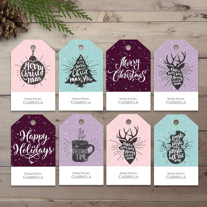 Merry & Bright Personalized Christmas Gift Tags - XOXOKristen