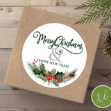 Merry Christmas Sticker with Pine Branch Decoration - XOXOKristen