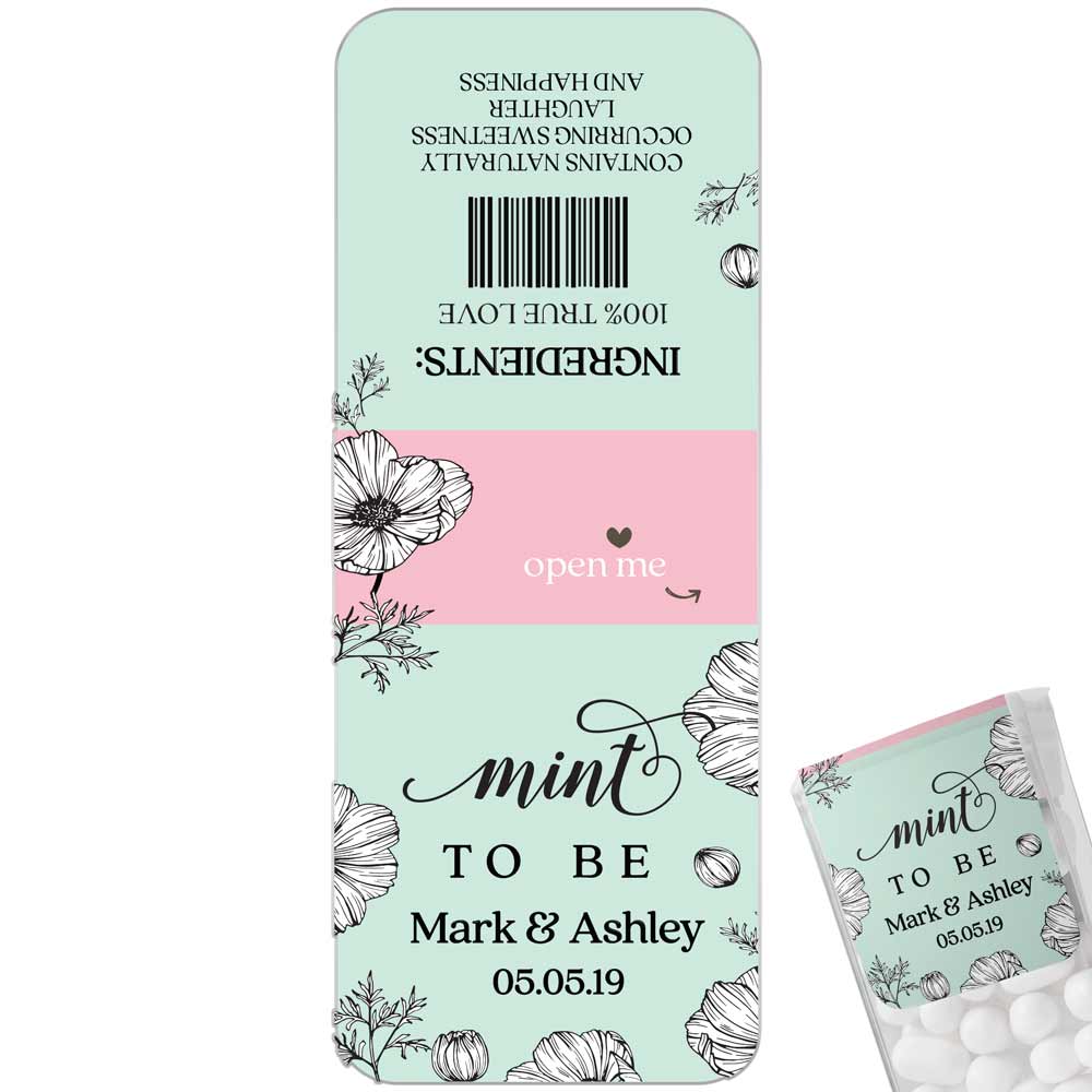 Mint and Pink Wedding Tic Tac Favor Labels - XOXOKristen