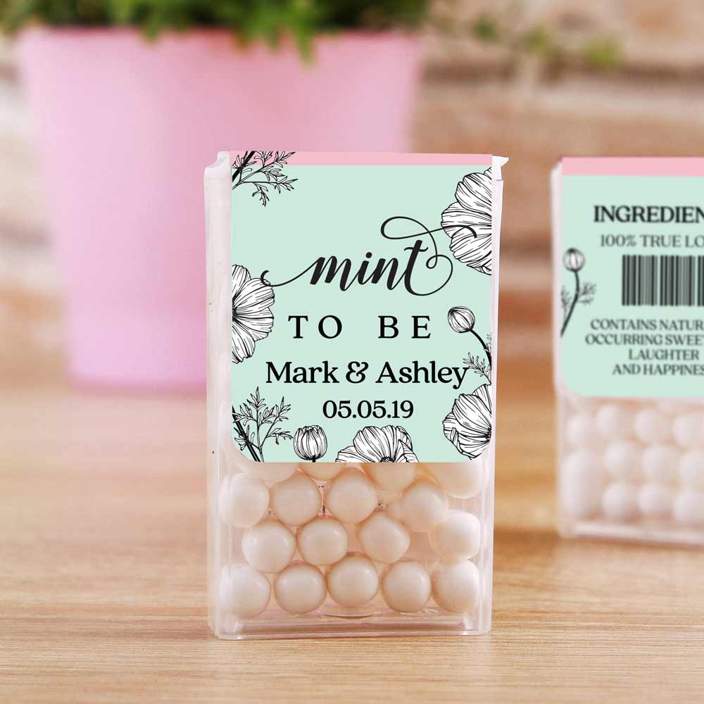 Mint and Pink Wedding Tic Tac Favor Labels - XOXOKristen
