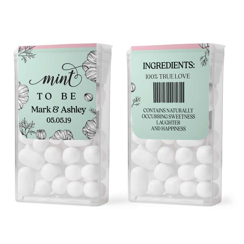 Mint and Pink Wedding Tic Tac Favor Labels - XOXOKristen