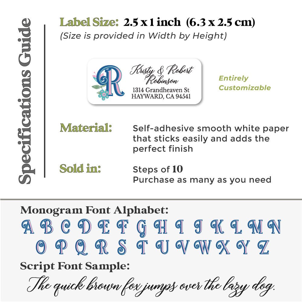 Monogram Retro Address Label Stickers - XOXOKristen