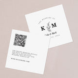 Monogram Wedding Website Card with QR Code & Flowers - XOXOKristen