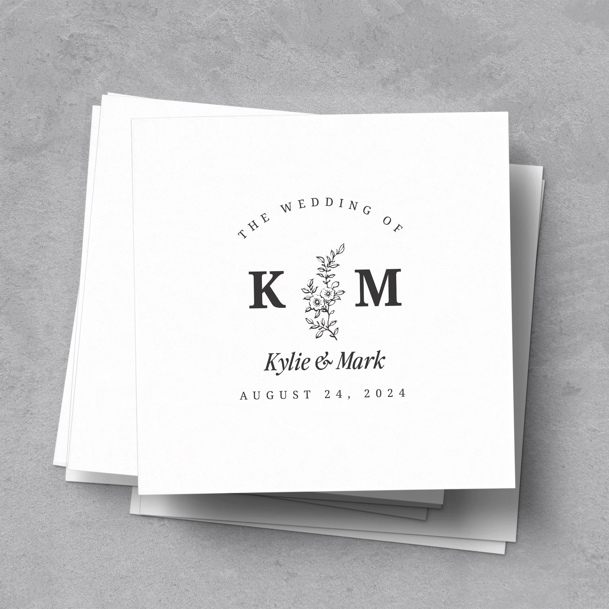Monogram Wedding Website Card with QR Code & Flowers - XOXOKristen