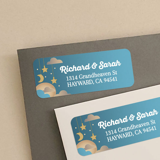 Moon and Stars Blue Return Address Labels - XOXOKristen