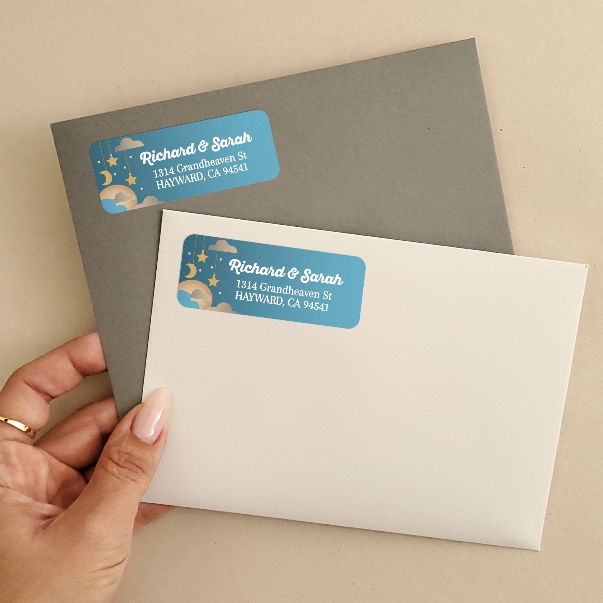 Moon and Stars Blue Return Address Labels - XOXOKristen
