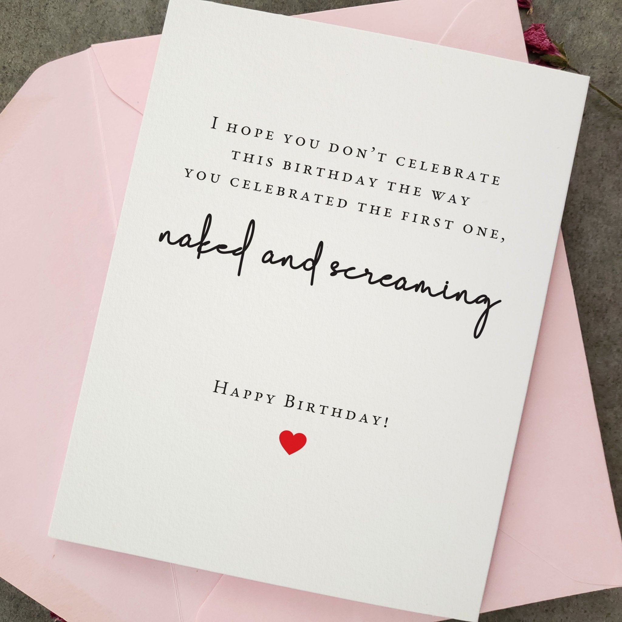Naked and Screaming Birthday Card - XOXOKristen