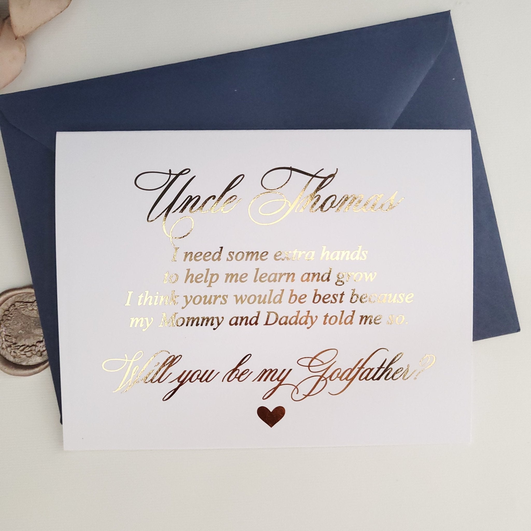 Personalized Gold Will you be my Godfather Proposal - XOXOKristen