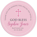 Personalized Pink Baptism Thank you Sticker - XOXOKristen