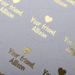 Personalized Round Gold Foiled Valentine's Day Stickers - XOXOKristen