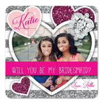 Pink and Silver Custom Photo Bridesmaid Proposal Puzzle - XOXOKristen