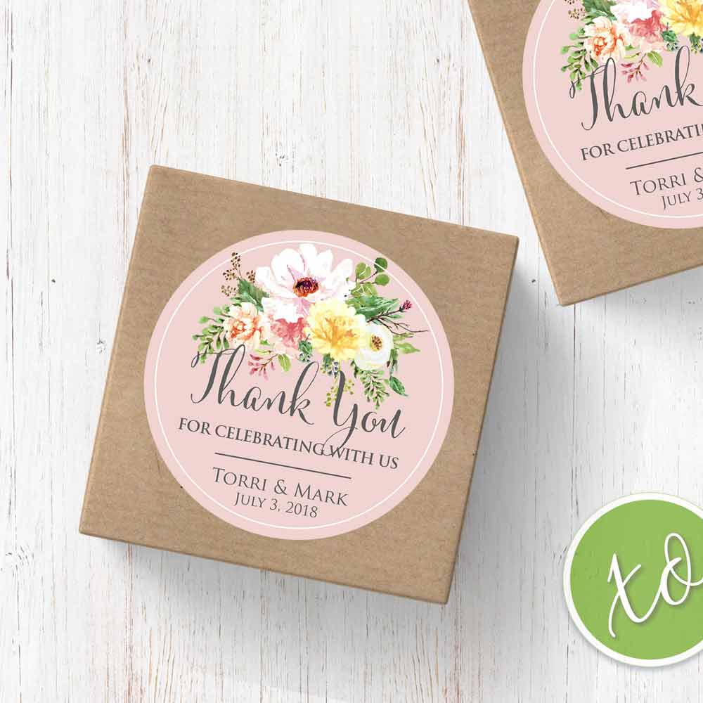 Pink Garden Beauties Thank you Sticker - XOXOKristen