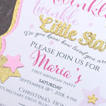 Pink Twinkle Twinkle Little Star Birthday Invitation - XOXOKristen