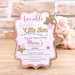 Pink Twinkle Twinkle Little Star Birthday Invitation - XOXOKristen