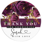 Plum and White Floral Thank you for Showering Stickers - XOXOKristen