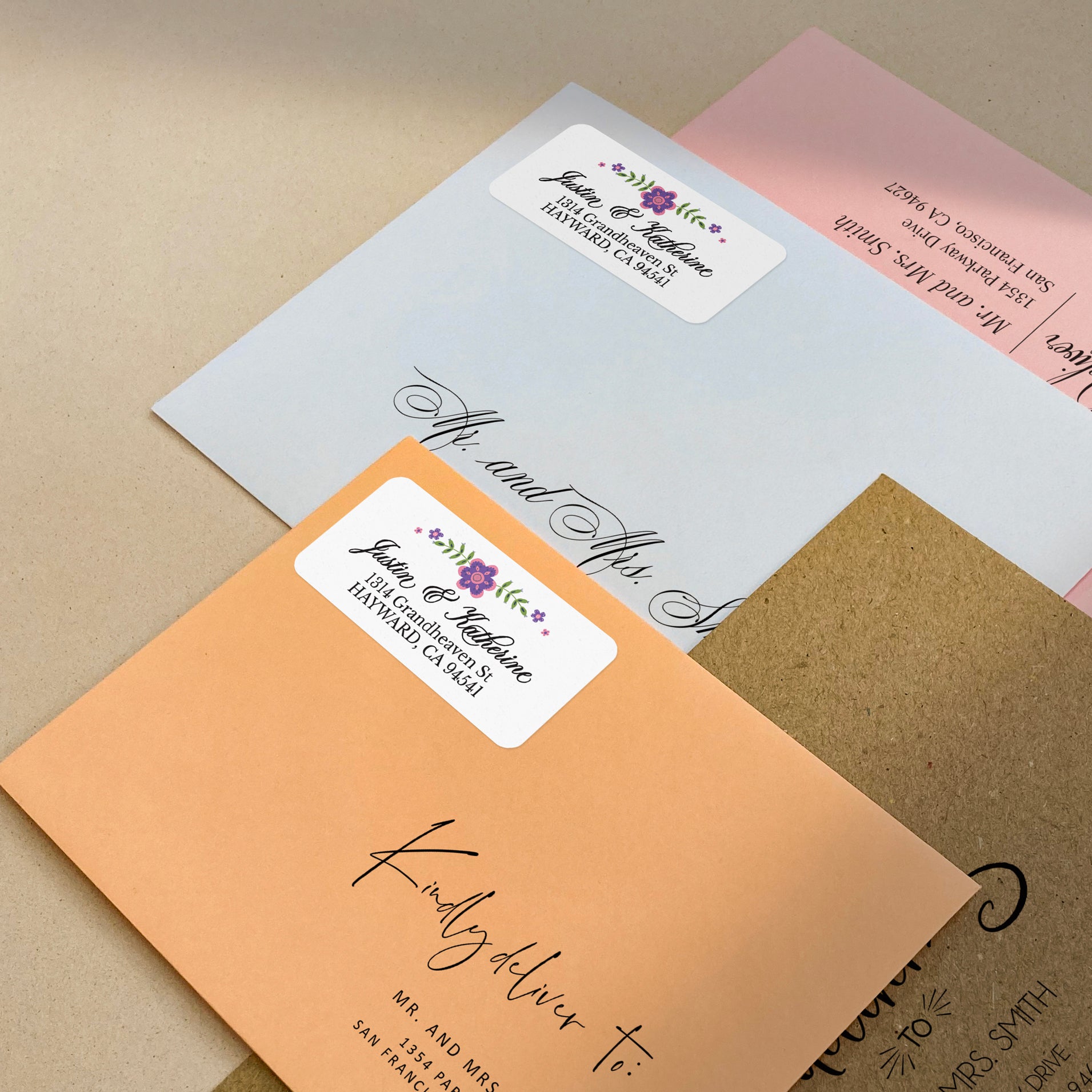 Purple Floral Return Address Labels - XOXOKristen