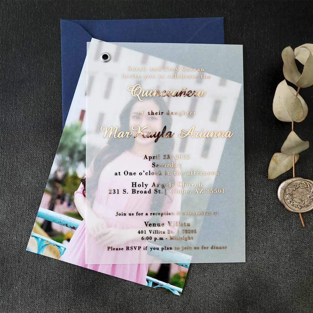 quinceanera vellum invitation