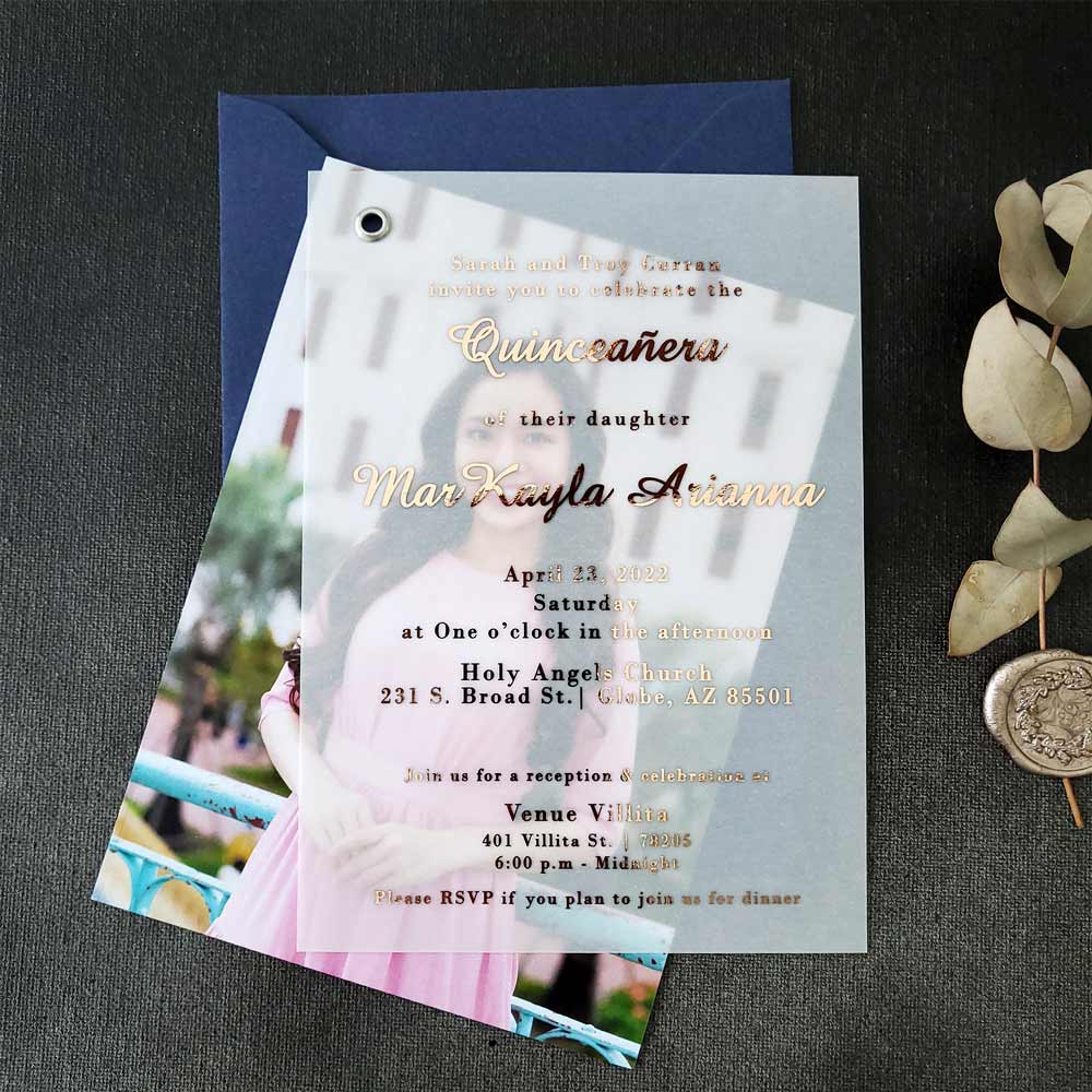 quinceanera vellum invitation