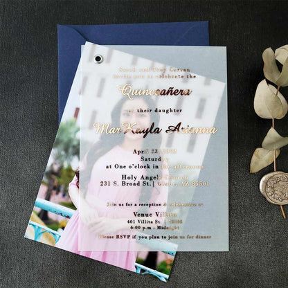 quinceanera vellum invitation
