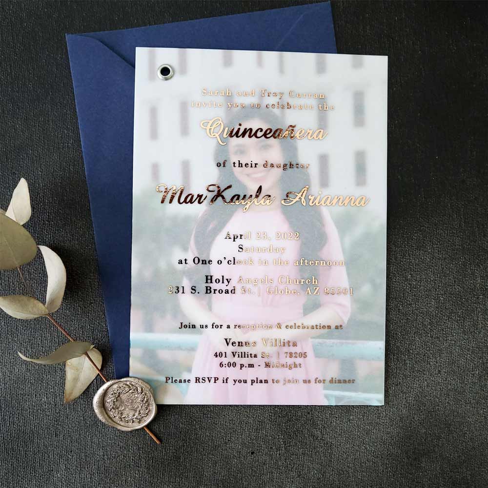 quinceanera vellum invitation