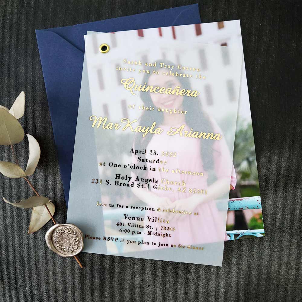 quinceanera vellum invitation