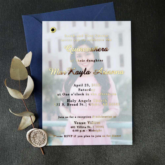 quinceanera vellum invitation