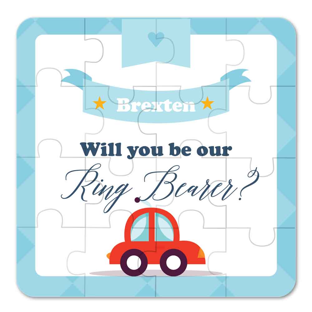 Red Car & Blue Frame Will you be our Ring Bearer Puzzle - XOXOKristen