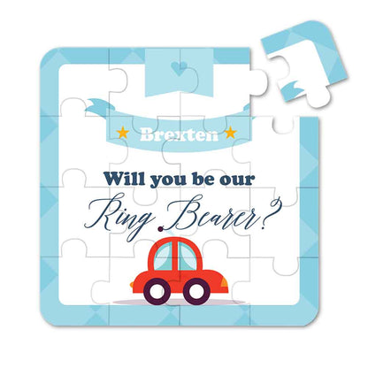 Red Car & Blue Frame Will you be our Ring Bearer Puzzle - XOXOKristen