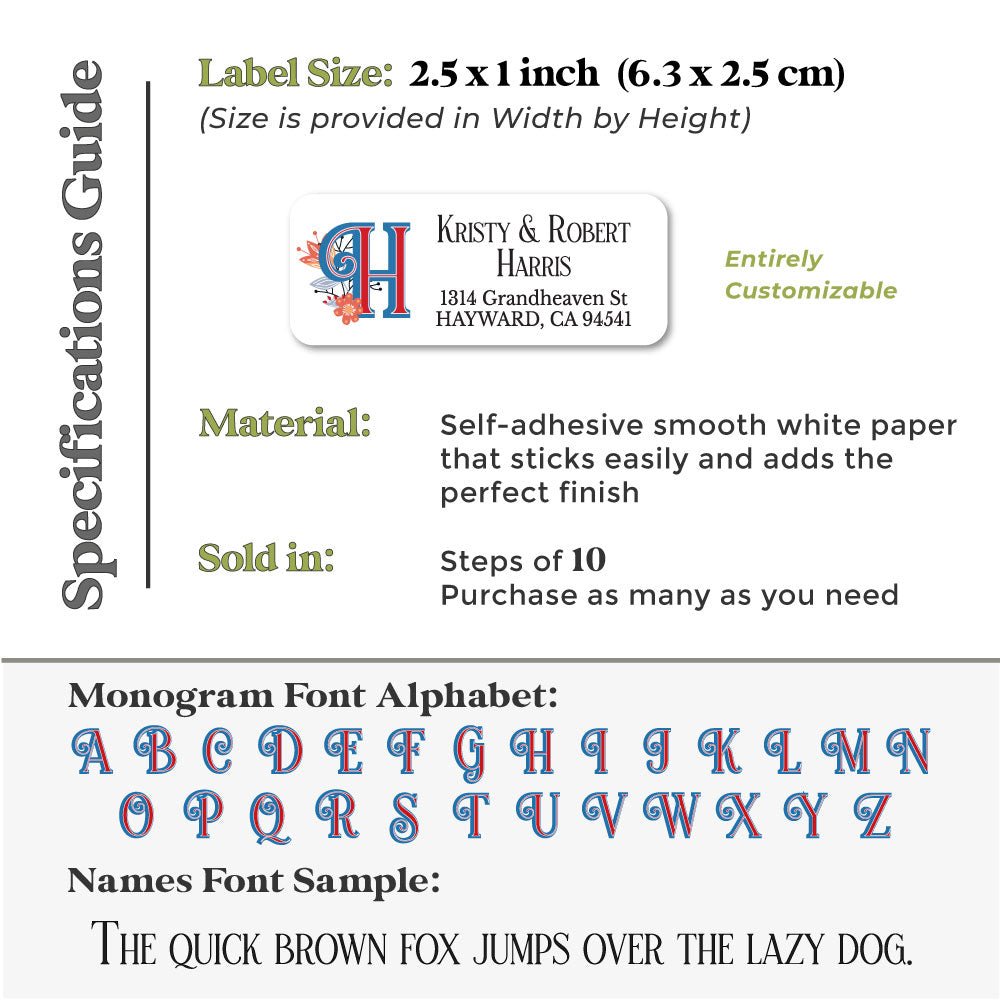 Retro Blue & Red Return Address Labels - XOXOKristen