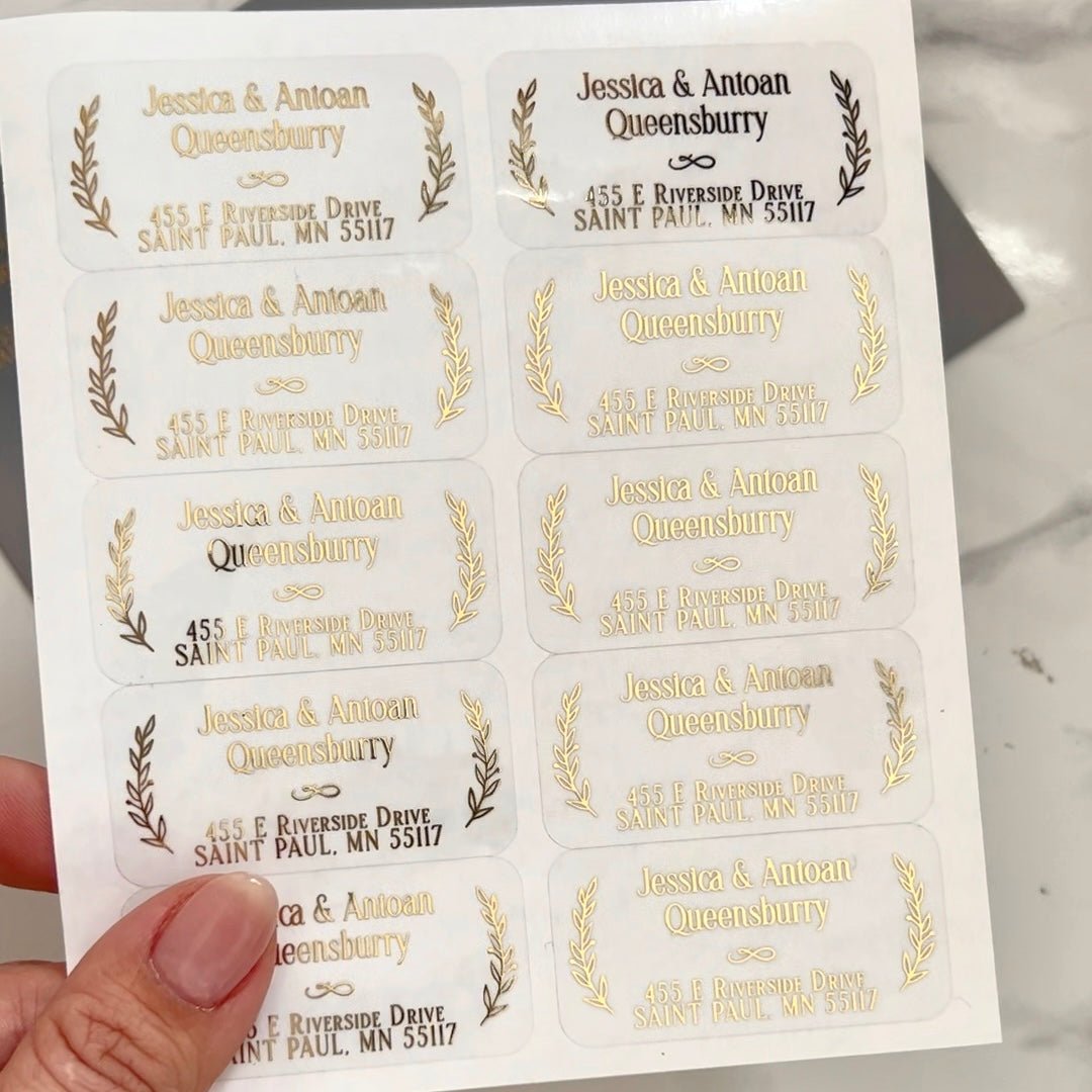 Return Address Label Stickers with Gold Foil - XOXOKristen