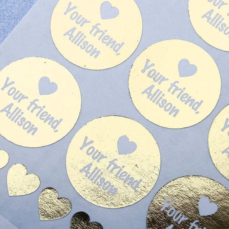 Round Gold Foiled Valentine's Day Stickers - XOXOKristen